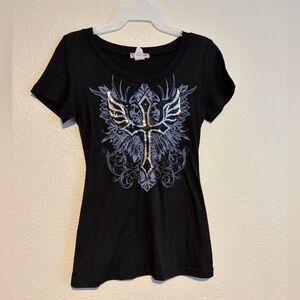 Y2K Sequence Angel Wing Cross Top